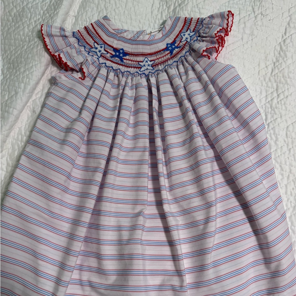 18 month red, white and blue smocked dress.